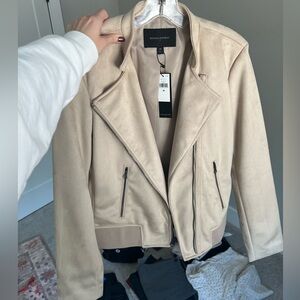 NWT Banana Republic Blush Vegan Suede Moto Jacket Size Medium